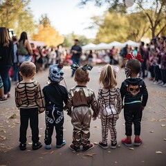 Kids trick or treating Halloween