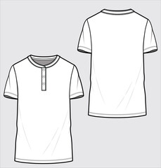 MENS CASUAL SHORT SLEEVES HENLEY PLACKET TEE DESIGNED FOR MEN YOUNG MEN AND TEEN BOYS IN VECTOR ILLUSTRATION © JUSTDZINE