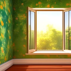 Nature View Window. Generative AI. Happy Home #01