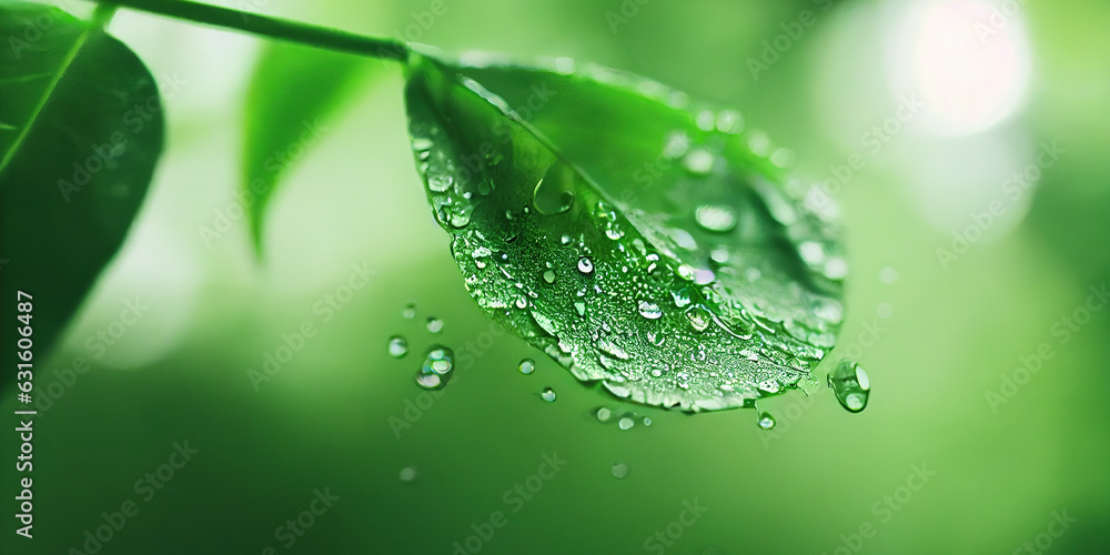 Poster green leaf background close up view. nature foliage abstract of leave texture for showing concept of