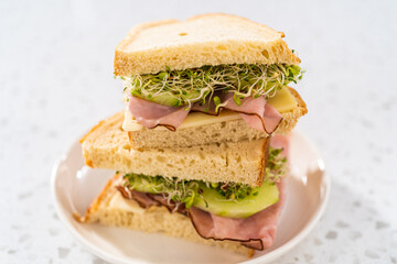 Ham, Cucumber, and Sprout Sandwich
