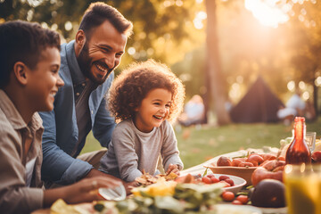 Father and daughter enjoying time together at family barbecue in the fall ai generated art