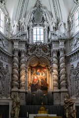 Altar piece painting and organ pipes