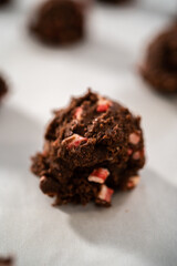 Chocolate cookies with peppermint chips