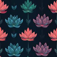 a seamless tileable texture of a field of minimalist outlined lotus flowers evenly spaced generative AI