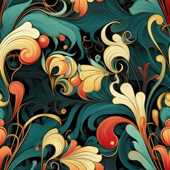 a seamless tileable texture of art nouveau enchantment the graceful curves and organic motifs of art nouveau art come together in a mesmerizing tapestry generative AI