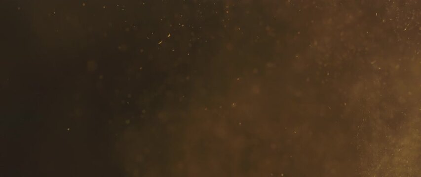 Beautiful slow-motion shot of Floating Golden Dust Particle in the air