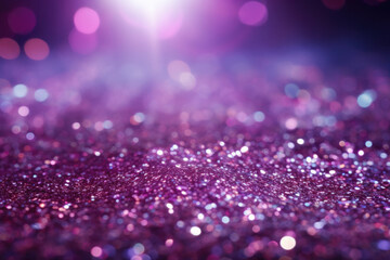 Elegant bokeh background with violet Christmas lights, holiday poster concept, greeting cards