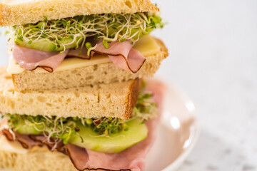Ham, Cucumber, and Sprout Sandwich
