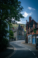 Walk throught the little town, old historic buildings, Llanfairfechan, North Wales, Cymru, UK