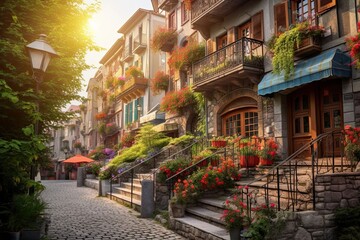 Cobblestone Streets, Quaint Cafes, and Colorful Facades: Exploring a Charming European Village, generative AI
