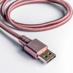usb cable isolated on white generative AI