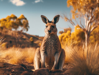 Kangaroo in its Natural Habitat, Wildlife Photography, Generative AI