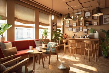 Cozy Coffee Haven: Embrace the Aroma of Freshly Brewed Coffee in a Relaxed, Homely Atmosphere with Cozy Seating, generative AI