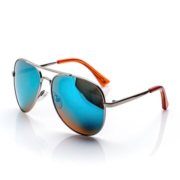 Blue Sunglasses Isolated On White Generative AI