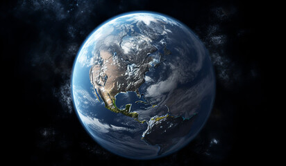 Naklejka na ściany i meble Planet Earth seen from space. AI generated