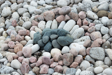 cobble stones arranged according to color and material - overcast conditions