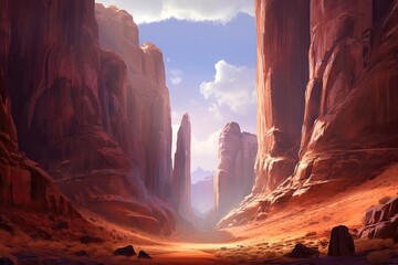 Captivating Canyon Landscape: Towering Cliffs, Rugged Rock Formations, and Vast Open Sky, generative AI