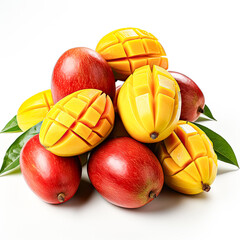 ripe juicy mango on white background AI generated, high quality 3D illustration