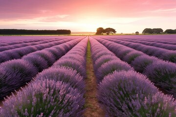 Naklejka premium Unwind in a Serene and Beautiful Lavender Field, generative AI