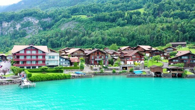Peaceful fairy-tale like Fishing village by the lake