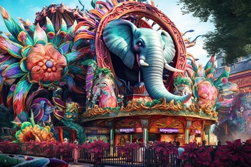 Obraz premium Colorful Rides, Lively Music: Dive into the Vibrant Carnival Atmosphere with Joyful Laughter!, generative AI