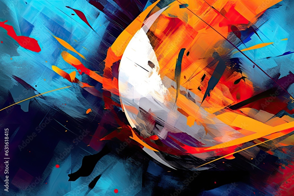 Aufkleber bold shapes and vibrant colors: exploring dynamic composition in abstract digital art, generative ai