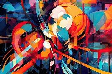 Bold Shapes, Vibrant Colors, and a Dynamic Composition: A Captivating Abstract Digital Artwork, generative AI