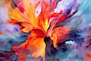Dynamic Shapes and Vibrant Colors: An Abstract Digital Artwork with a Sense of Movement, generative AI