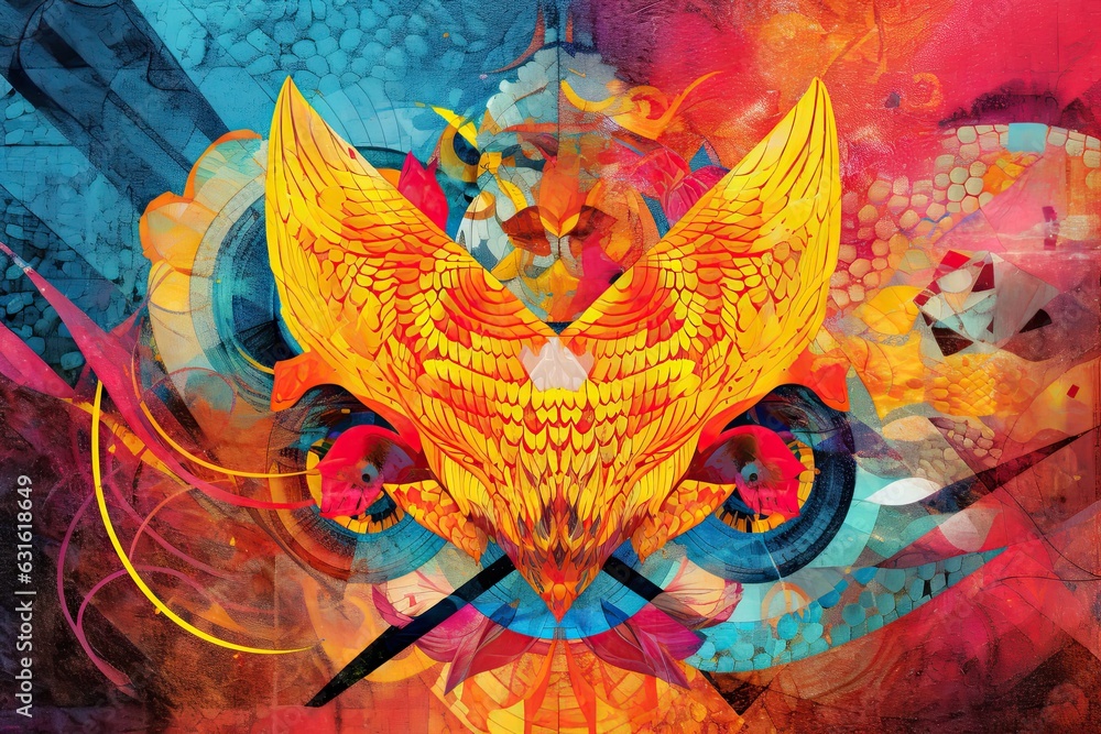 Aufkleber vibrant colors and intricate geometric patterns: exploring an abstract digital masterpiece, generati