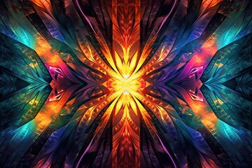 Fototapeta premium Vibrant Colors Blend in Mesmerizing Pattern: Abstract Digital Artwork, generative AI