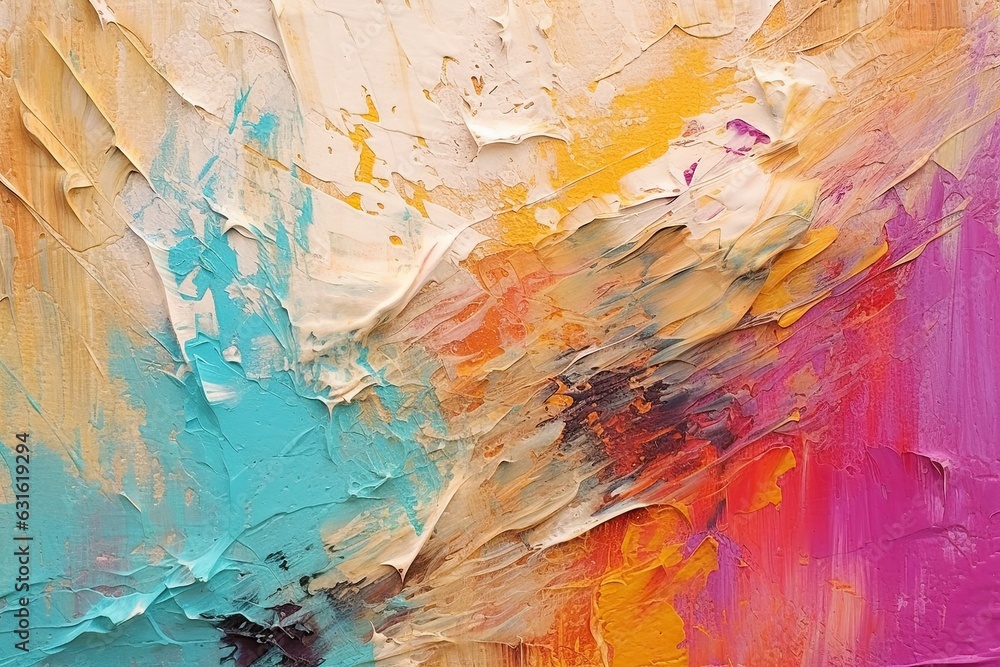 Poster expressive brushstrokes and harmonious colors: exploring layers of texture in an abstract painting, 