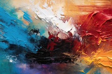 Bold Brushstrokes and Rich Color Palette: Exploring Layers of Texture in an Abstract Painting, generative AI