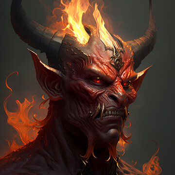 Demonic Character portrait, RPG, demon fantasy avatar from hell. demonic digital painting illustration. Generative ai