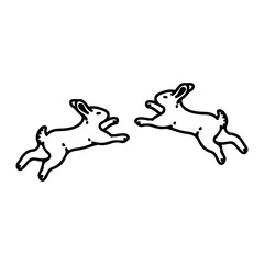 vector illustration of two bunnies jumping