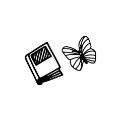 vector illustration of book and butterfly