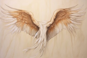 Spread Wide Angelic Wings: Radiant Feathers, Guardian of Hope and Protection - A Stunning Drawing of Angel Wings, generative AI