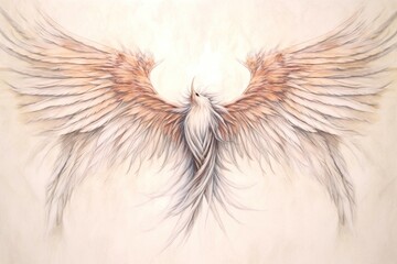 Radiant Feathers: Angelic Wings Spread Wide, Guardian of Hope and Protection, generative AI