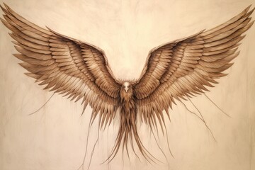 Spread Wide: Radiant Feathers - Angelic Wings, Guardian of Hope and Protection Drawing, generative AI