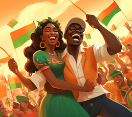 group of people, happy national day africa Ivory coast, celebration