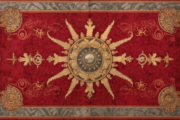 Fototapeta na wymiar Ornate Medieval Banner: A Symbol of Nobility and Grandeur in Rich Velvet Fabric, generative AI