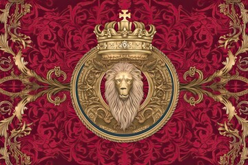 Ornate Medieval Banner: Rich Velvet Fabric, Royal Crest - Embodying Grandeur and Nobility, generative AI