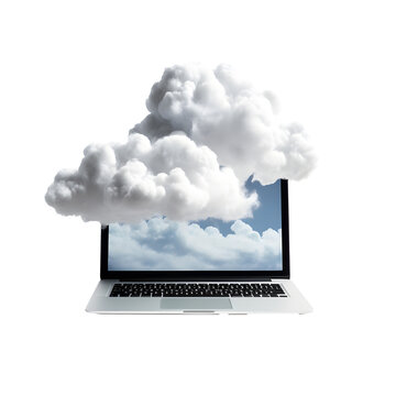 un ordinateur portables avec un nuage pour symboliser la sauvegarde dans le cloud