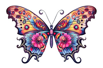 Colorful Butterfly Resting on a Blooming Wildflower: Vibrant Wings Fluttering in Delicate Patterns, generative AI