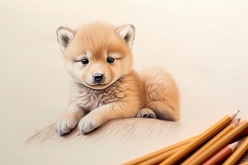 Playful Baby Animals: Endearing Poses Expressing Innocence and Playfulness in Cute Drawings, generative AI