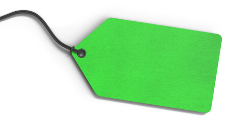 Blank green hang tag isolated on transparent background