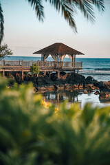 Wooden Pier on the Tropical Beaches of Mauritius