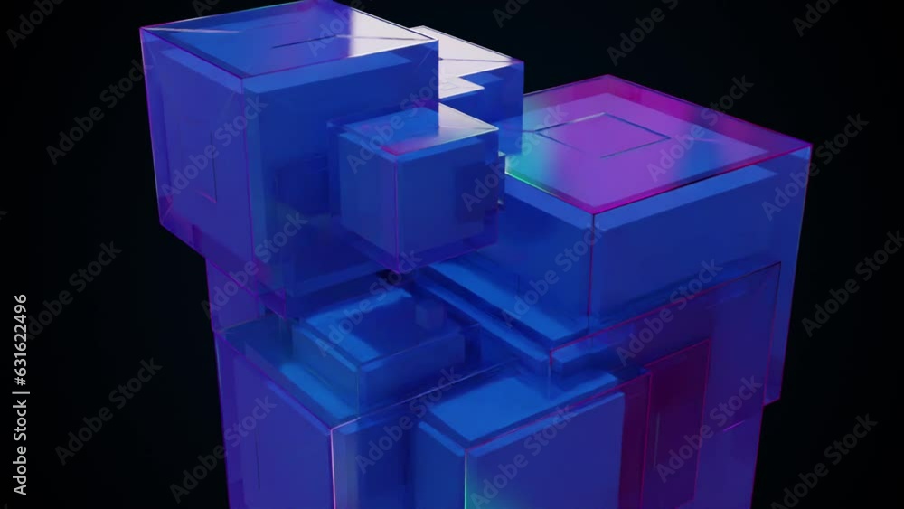 Poster glass digital cubes. computer generated 3d render