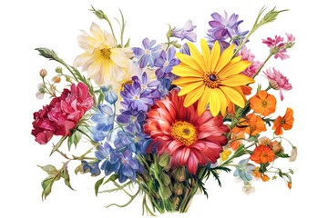 Exquisite Watercolor Flower Drawings: Vibrant Bouquet, Fragrance-Filled Art, generative AI