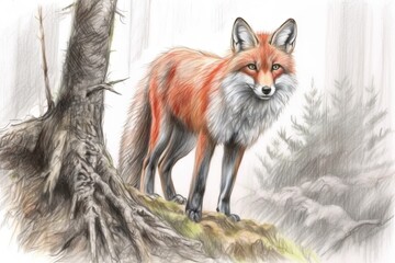 Sleek Fox with Fiery Red Fur: A Cunning and Agile Forest Guardian, generative AI